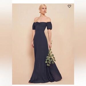 Reformation Strapless Navy Dress